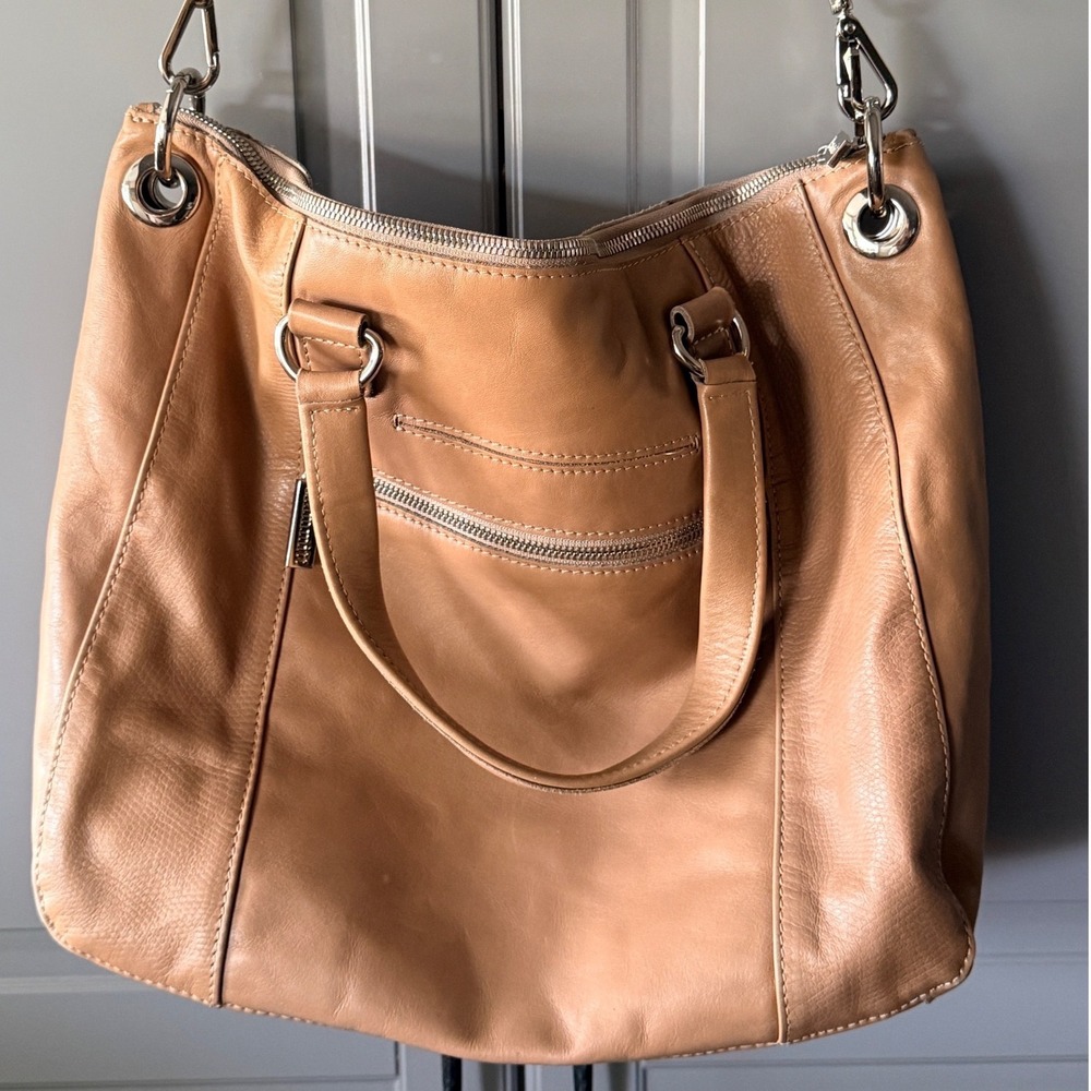Hammitt Los Angeles Leather Crossbody Bag, Tan Silvertone Hardware - Picture 2 of 16